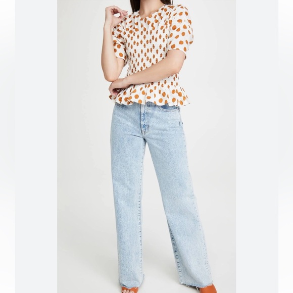 Baum und Pferdgarten size 8 Mynowa Polka Dot Organic Cotton Top Smocked - Picture 2 of 10